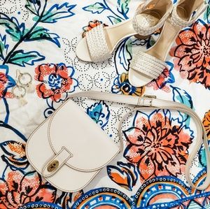 White Fossil Turnlock Crossbody